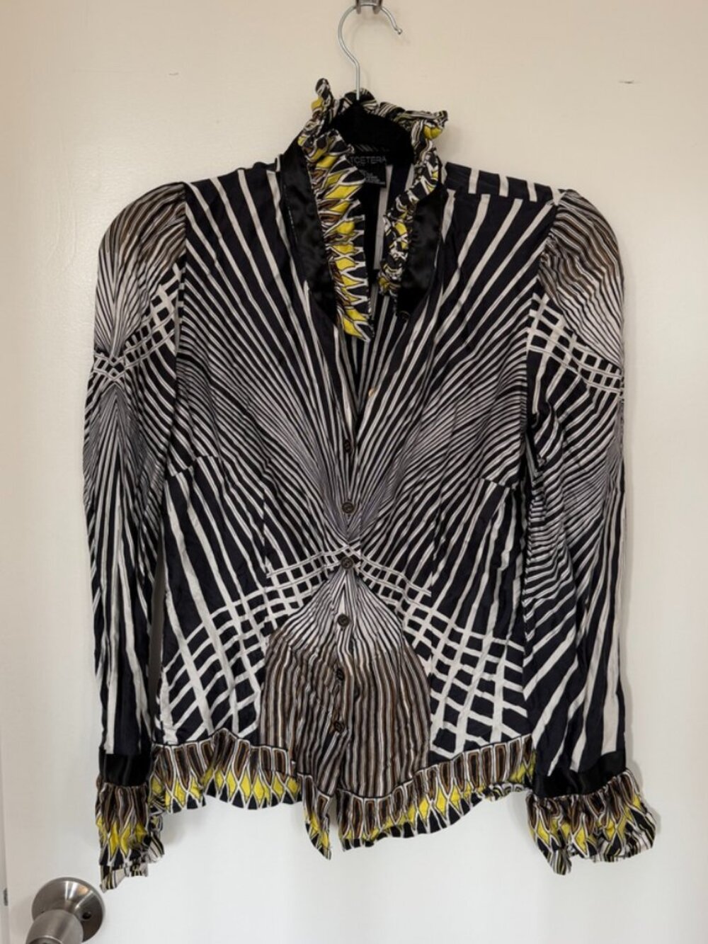 Etcetera Striped Black and White Silk Blouse Size 4
